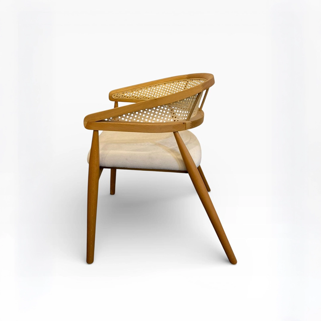 Gazel Ahşap Sandalye | Hasır Detaylı Modern Yemek Sandalyesi